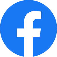White Facebook logo on blue background