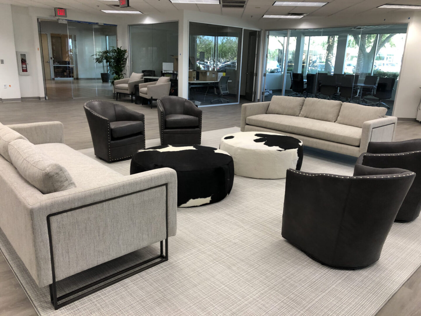 Modern office lounge with sofas and chairs